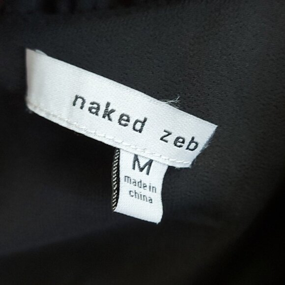 Naked Zebra black high neck sleeveless blouse with ruffle detail at neck medium - Picture 7 of 7